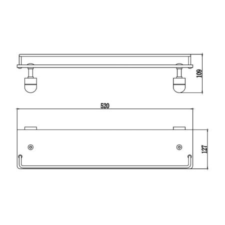 Полка стеклянная Savol S-007391, хром, артикул S-007391