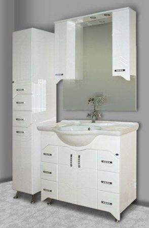 Зеркало со шкафом Bellezza Дрея 105 с подсветкой Белое