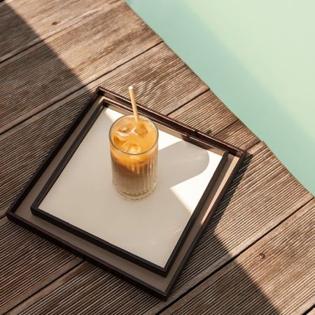 ADJ Поднос Mondo, 35x35xH3 см., цвет: белый/панна котта, артикул 0064.10/16