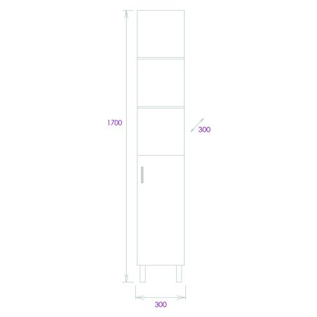 Пенал Onika Тимбер 30 напольный, серый мат./дуб сонома, правый