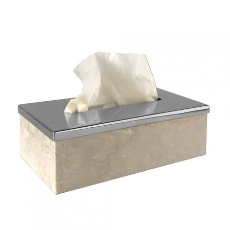 3SC Elegance MARMO Контейнер для салфеток 23х12,5хh7см, цвет: мрамор botticino/хром
