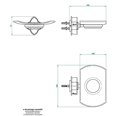 THG PETALE DE CRISTAL NOIR Мыльница стеклянная, подвесная, цвет полированное золото, артикул U6D-F01-500