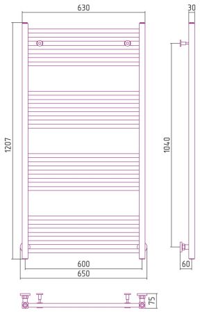 Полотенцесушитель водяной МОДУС 1200х600 (САТИН)