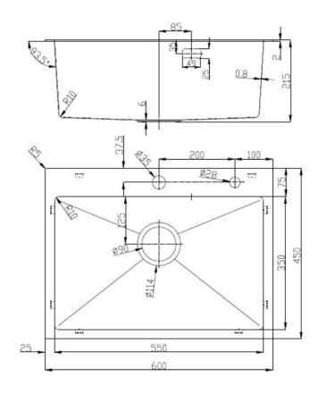 Кухонная мойка D&K нержавеющая сталь графит (DKS604506), артикул DKS604506