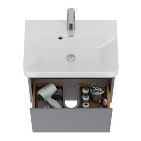 Тумба с раковиной подвесная Dreja Luxury 55 см, серый базальт, артикул 99-2011-com