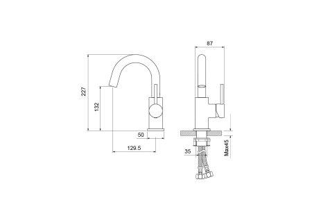 Смеситель для раковины, без донного клапана AQUATEK, матовый черный AQ1307MB ЕВРОПА, артикул AQ1307MB