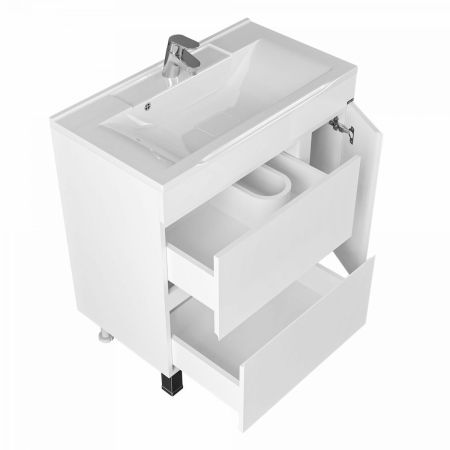 Тумба под раковину Санта Марс 80 см, 700185е, 2 ящика, 1 дверь, напольная, белый ум. Elen 80 литой мрамор), артикул 700185е