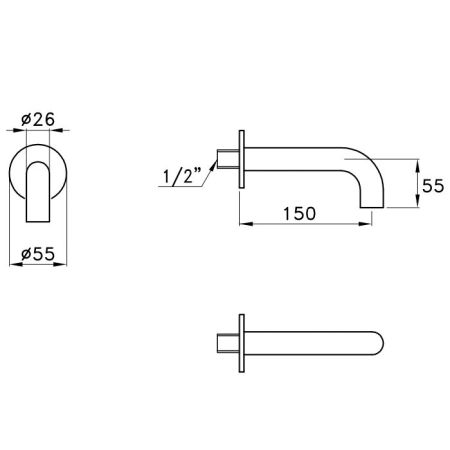 Stella Sirius Излив настенный 150мм, цвет цвет черный матовый PVD, артикул SR09000PV17