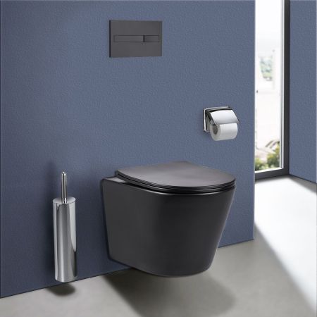 Унитаз подвесной Piatti VT1-11SMB, цвет черный матовый, ультратонкое soft-close сиденье, артикул VT1-11SMB