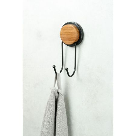 Двойной крючок для ванной FIXSEN MAGIC WOOD FX-46005A, черный/коричневый, артикул FX-46005A