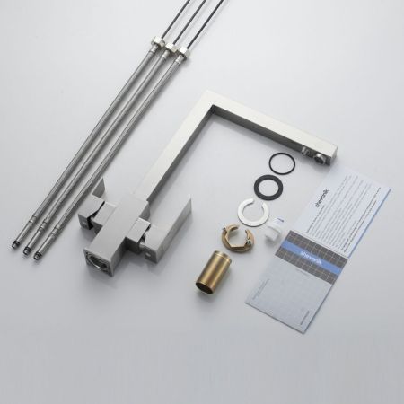 Смеситель для кухни с подключением фильтра Shevanik S148L, сатин, артикул S148L