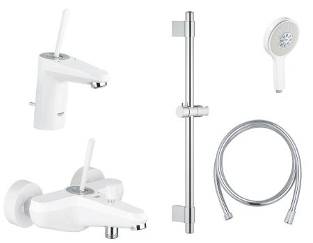 Готовый комплект для ванной комнаты GROHE Eurodisc Joy, белая луна (NB0023), артикул NB0023