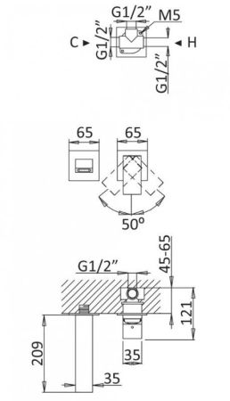 Смеситель для раковины Cezares Porta PORTA-BLI2-01-W0 Хром