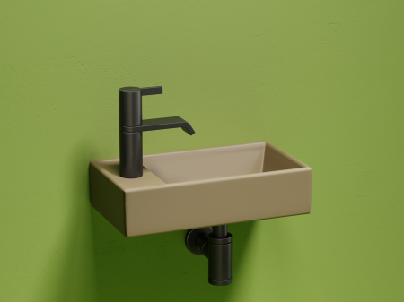 Умывальник подвесной прямоугольный (чаша справа, отверстие под смеситель слева) цвет капучино матовый Элемент (Element) 407x217x100, артикул CN6051RMC