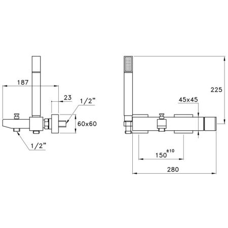 Stella Bamboo Quadro Смеситель для ванны 3267/306 с ручным душем, цвет: хром, артикул BQ 02004 CR00
