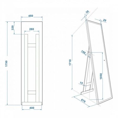 Зеркало Maretti Umbria UM1445175P18EL 45x175 см, артикул UM1445175P18EL