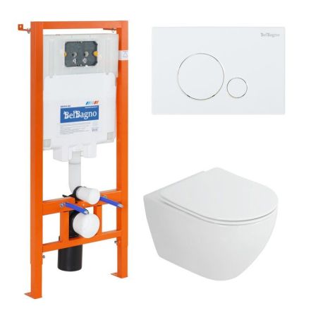Комплект инсталляции BELBAGNO BB002-80 с унитазом STYLUS-TOR и клавишей смыва, артикул CZR-6601-TH-TOR/CZR2316SC/BB002-80/BB014-SR-BIANCO