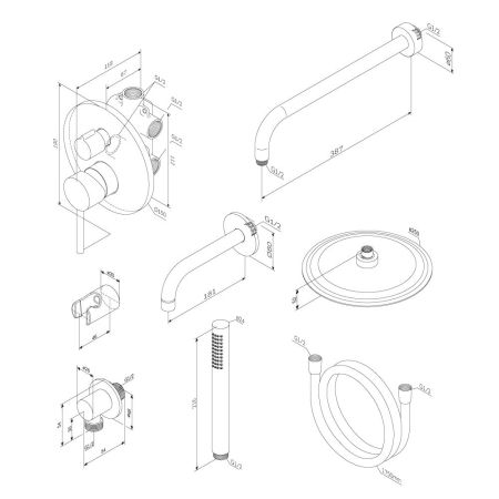 936510300 Scandinavian Pure встраиваемая душевая система  с ванно-душевым смесителем и изливом, чёрн, артикул 936510300