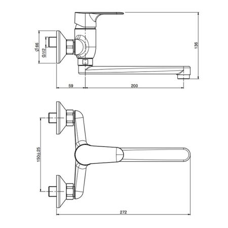 Fima Carlo Frattini Kitchen Смеситель для кухни настенного монтажа serie 22, артикул F3836CR.ES