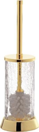 Surya Crystal, напольный ерш с крышкой на металлическом основании 12х12хh36 см, прозрачное стекло, цвет золото, артикул 6604/GO-OPG