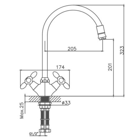 Смеситель для кухни Cron CN46127-6, красный