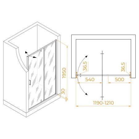 Душевая дверь RGW LE-103 (Прозрачное, 1200), артикул 711210312-11