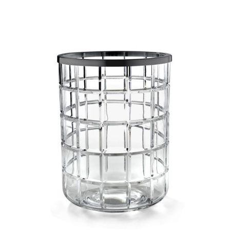 Урна, 3SC, Palace, без крышки, ширина, мм-200, глубина, мм-200, высота, мм-280, тип установки-напольный, материал-прозрачный хрусталь, цвет-никель сатинированный черный матовый, артикул PA65ACRCFSM