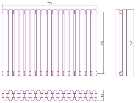 Отопительный радиатор ЭСТЕТ-11 н/ж 500х765 / 17 сек (САТИН)