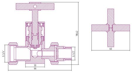 Вентиль прямой (крест) G 1/2" НР х G 3/4" НГ (Матовый черный) Вентиль прямой (крест) G 1/2" НР х G 3/4" НГ (Матовый черный)
