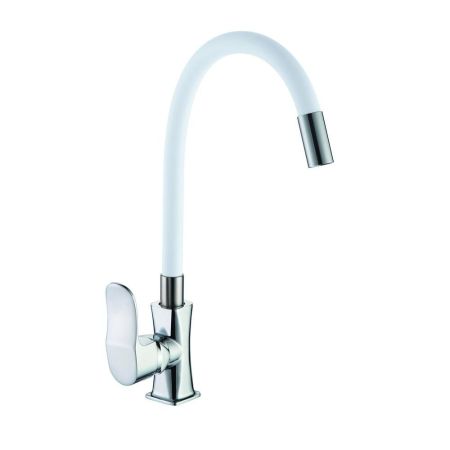 Смеситель для кухни с гибким изливом D-Lin D155318-3, хром/белый