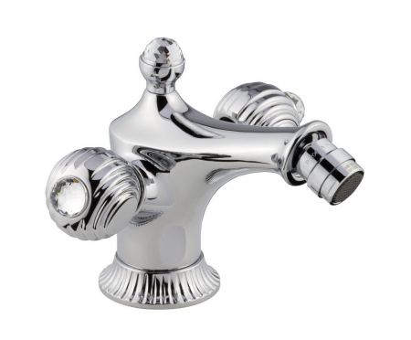 Emmevi The One Cloe, смеситель для биде. Металлические ручки + прозрачные кристаллы Swarovski, цвет хром, артикул 98004SW/CR