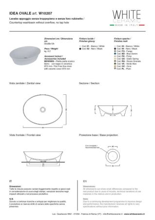 White Ceramic Idea, накладная овальная раковина 50x38x13h см, цвет черный матовый, артикул W1020705