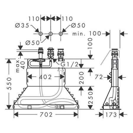 AX MyEdition Скрытая часть для смесителя на борт ванны, на 3 отверстия, артикул 15485180
