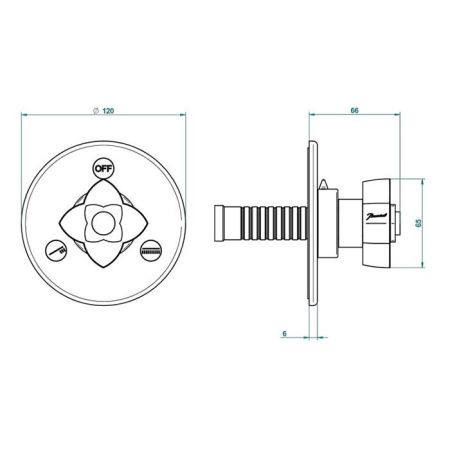 THG PETALE DE CRISTAL ROUGE Переключатель встраиваемый, внешняя часть, цвет хром, артикул U6C-A02-48M2SB