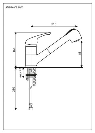 Emmevi Ambra, смеситель с вытяжным изливом для кухни, цвет хром, артикул 9065/CR