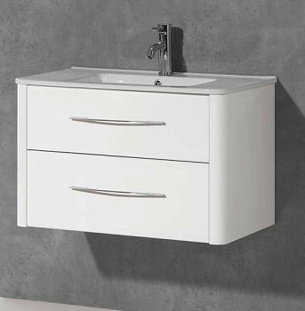 IBX ASUN, тумба под раковину 100 см, 2 ящика с ручками, цвет белый глянцевый лак