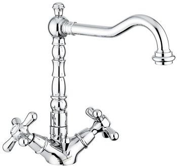 Emmevi Deco Old, двухвентильный смеситель для раковины (излив 19 см), с донным клапаном, цвет хром