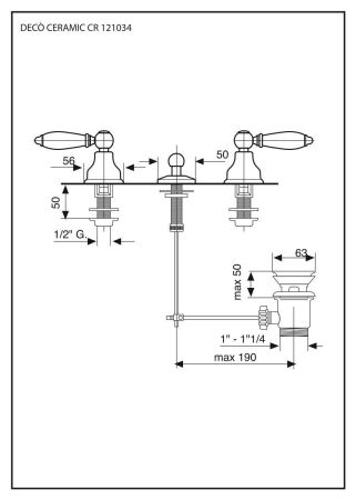 Группа Deco Ceramic с донным клапаном для биде на 3 отверстия, цвет бронза, артикул 121034BR