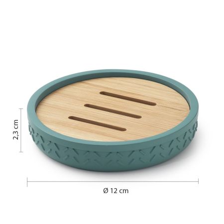 Gedy Thea, настольная мыльница, цвет зеленый/бамбук, артикул TH11(47)