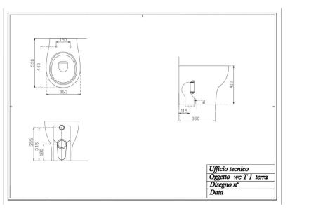 Disegno ceramica Touch1, напольный унитаз 53 см, выход в стену, цвет белый глянцевый, артикул T100200001