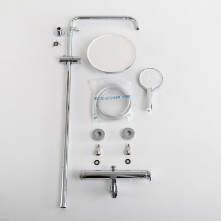 STYLUS-CVD-01 Душевая стойка со смесителем и изливом, хром, артикул STYLUS-CVD-01