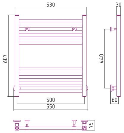 Полотенцесушитель водяной МОДУС 600х500 (Шампань)