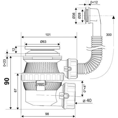 Сифон для раковины Wirquin Nano 6.7 30987055 Черный