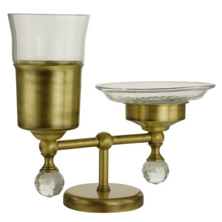 AMERIDA Стакан и мыльница настольные, стекло/бронза/SWAROVSKI, артикул 16572