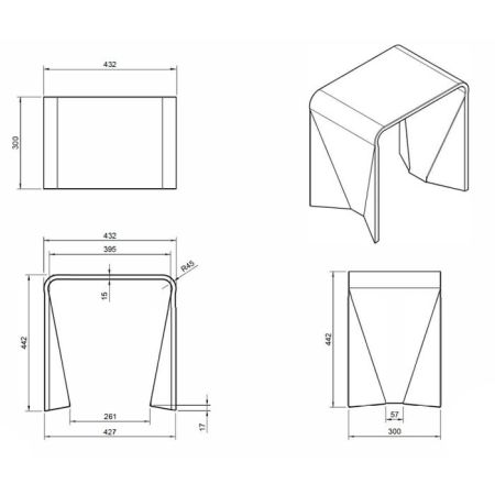 Табурет, KNIEF, ширина, мм-432, глубина, мм-300, высота, мм-442, тип установки-отдельностоящий, материал-Solid surface, цвет-Red Wine, артикул 70301040