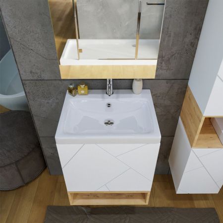 Тумба под раковину подвесная Бриклаер КРИСТАЛЛ белый, 50 см, артикул 4627125415937