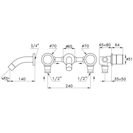 Stella Bamboo 3250TR Встраиваемый смеситель для раковины , цвет: хром, артикул BT 01302 CR00