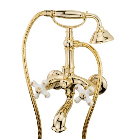 PROVANCE Смеситель для ванны внешний, бел. с декором/золото, артикул 19479