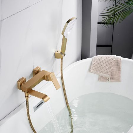 Смеситель для ванны Shevanik S4002G, золотой сатин, артикул S4002G