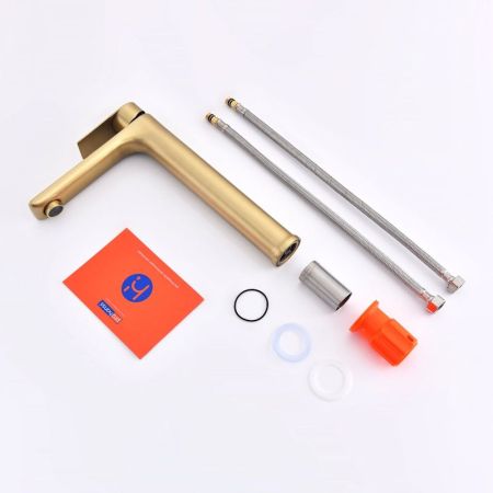 Смеситель для раковины высокий Prohanss P35.15.03, золотой сатин